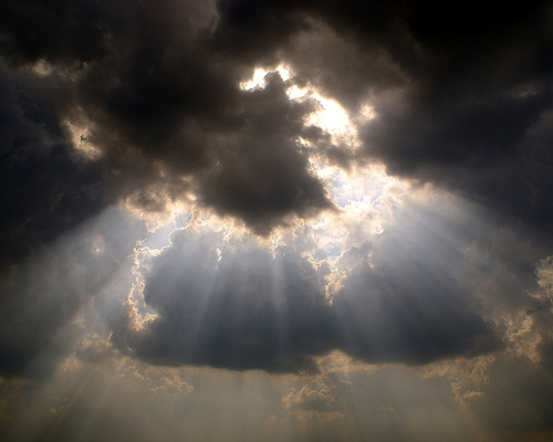 "God rays" through the clouds